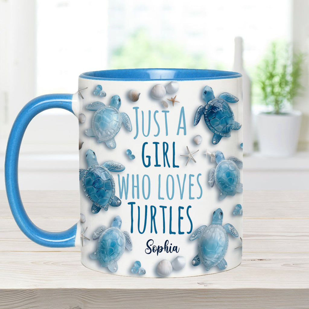 Just A Girl Who Loves Turtles - Personalized Turtle Accent Mug