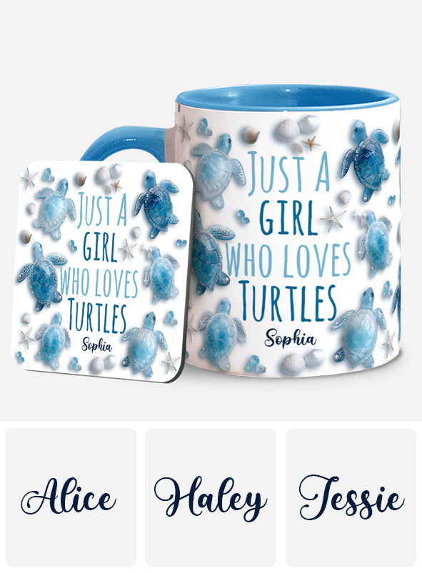 Just A Girl Who Loves Turtles - Personalized Turtle Accent Mug
