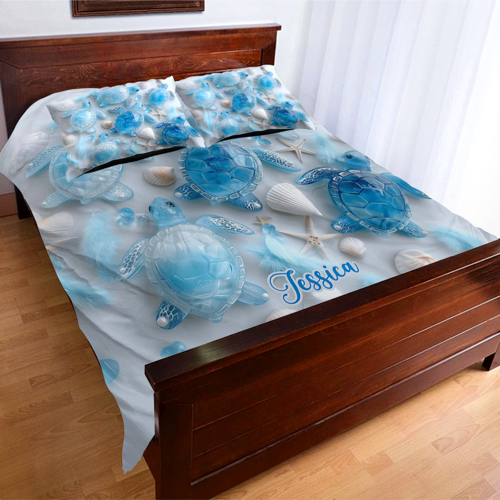 Sea Turtles The Ocean Is Calling - Personalized Turtle Bedding Set