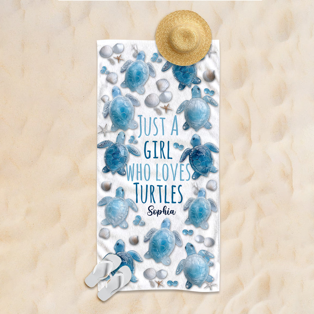 Just A Girl Who Loves Turtles - Personalized Turtle Quick-dry Beach Towel/ Bath Towel
