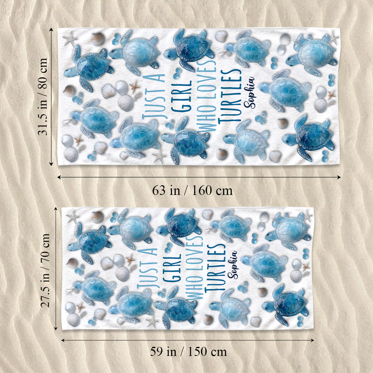 Just A Girl Who Loves Turtles - Personalized Turtle Quick-dry Beach Towel/ Bath Towel
