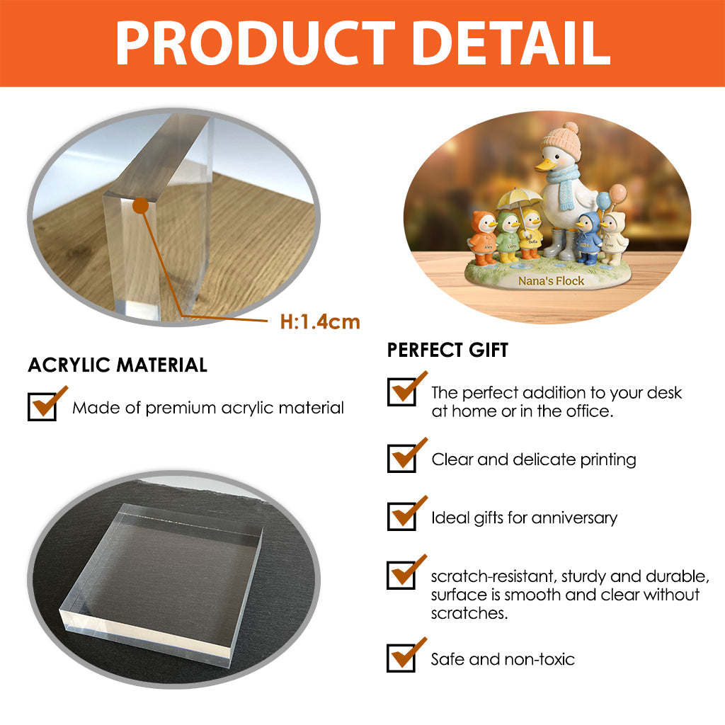 Grandma's Flock Gift For Mom, Nana - Personalized Grandma Custom Shaped Acrylic Plaque