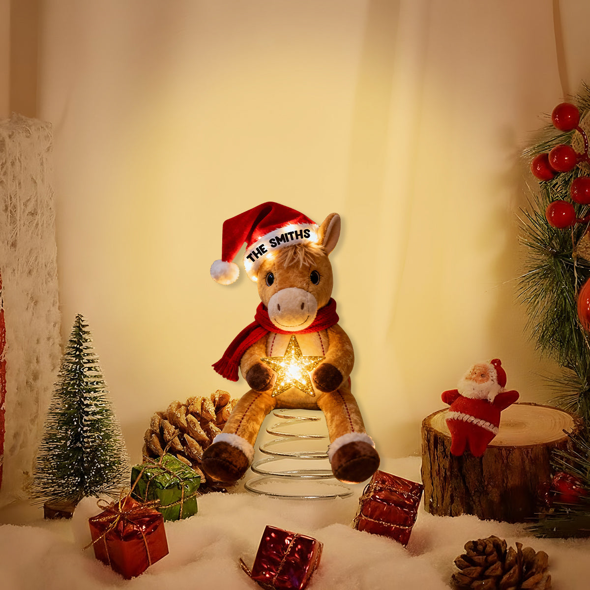 Merry Horsemas - Personalized Horse LED Light Tree Topper