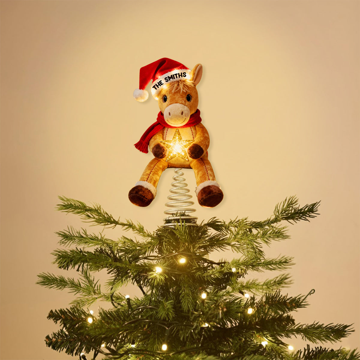 Merry Horsemas - Personalized Horse LED Light Tree Topper