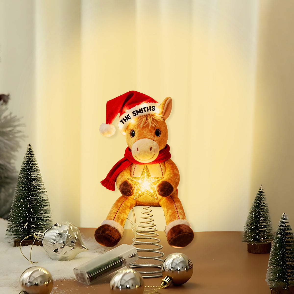 Merry Horsemas - Personalized Horse LED Light Tree Topper