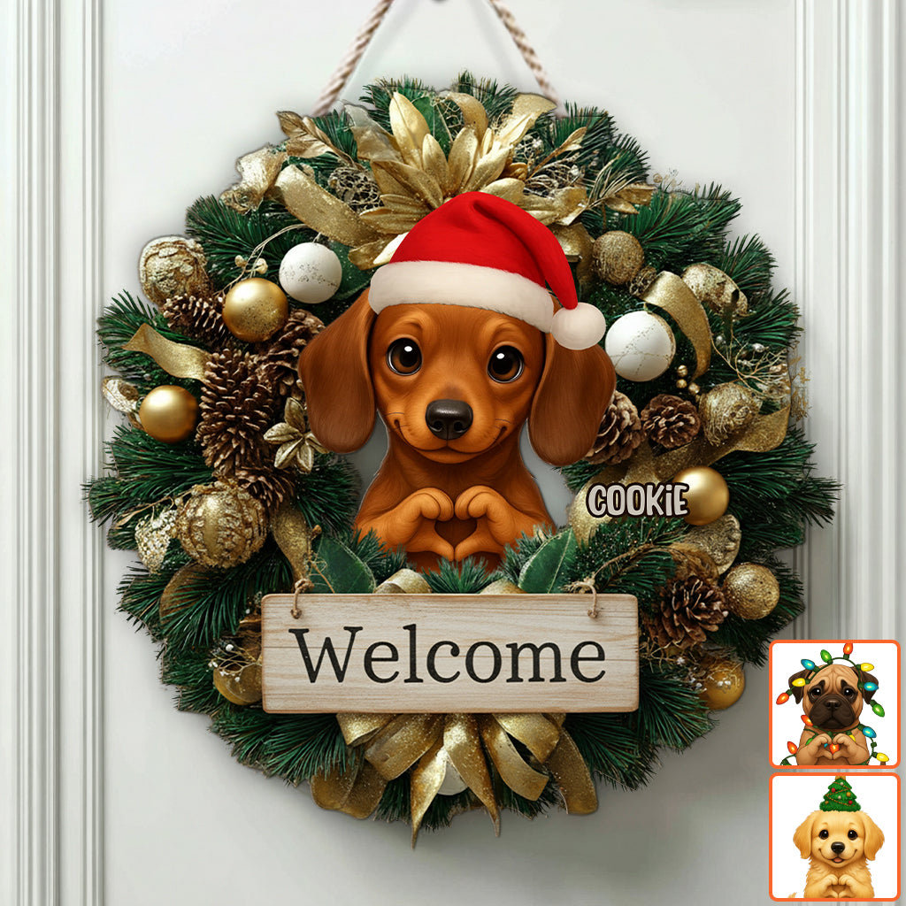Welcome Christmas 2025 - Personalized Dog Custom Shaped Wood Sign