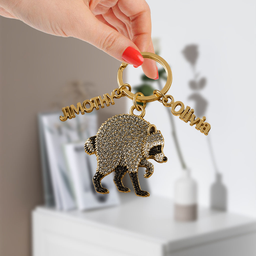 Vintage Jimothy Raccoon - Personalized Raccoon Keychain With Charms