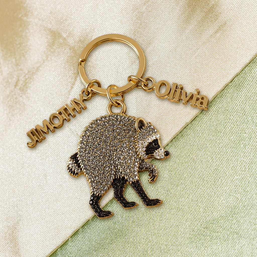 Vintage Jimothy Raccoon - Personalized Raccoon Keychain With Charms