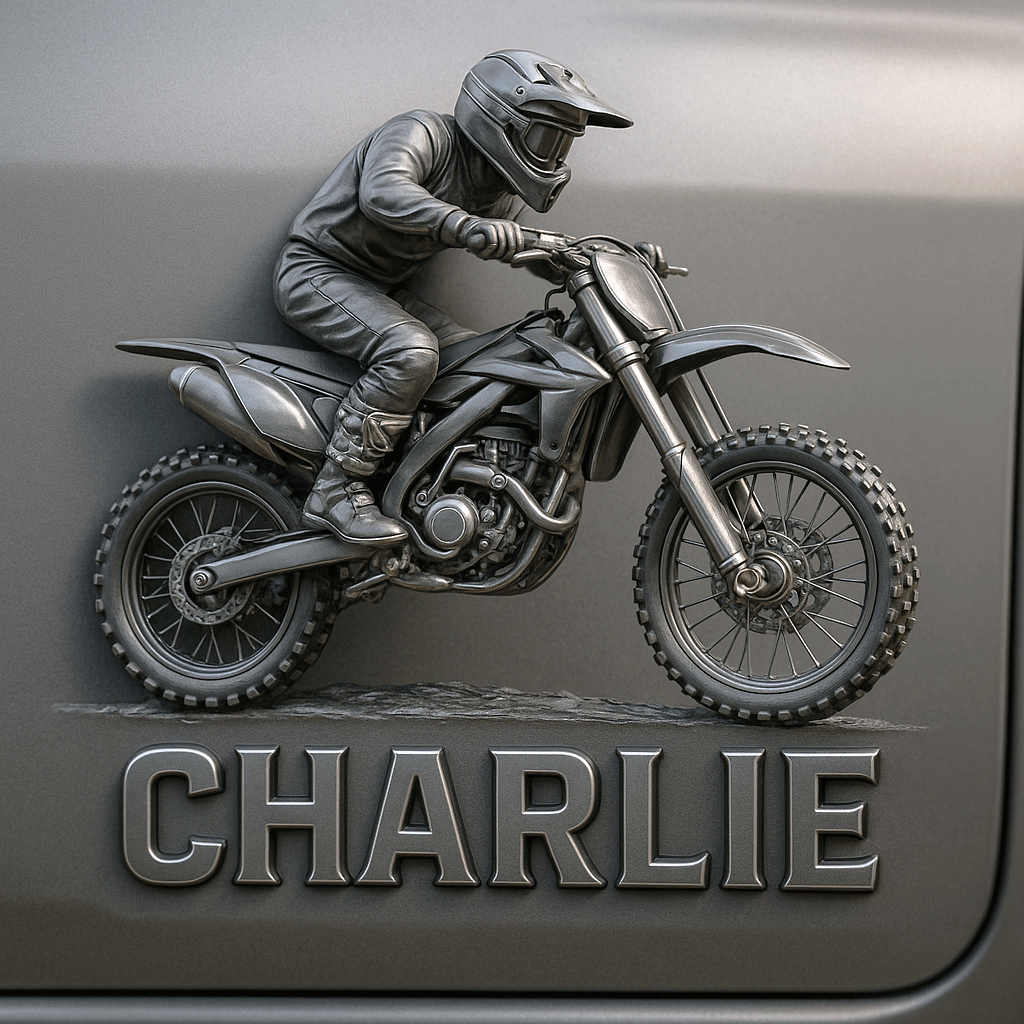 Metallic Dirt Bike Lover - Personalized Dirt Bike Decal Full