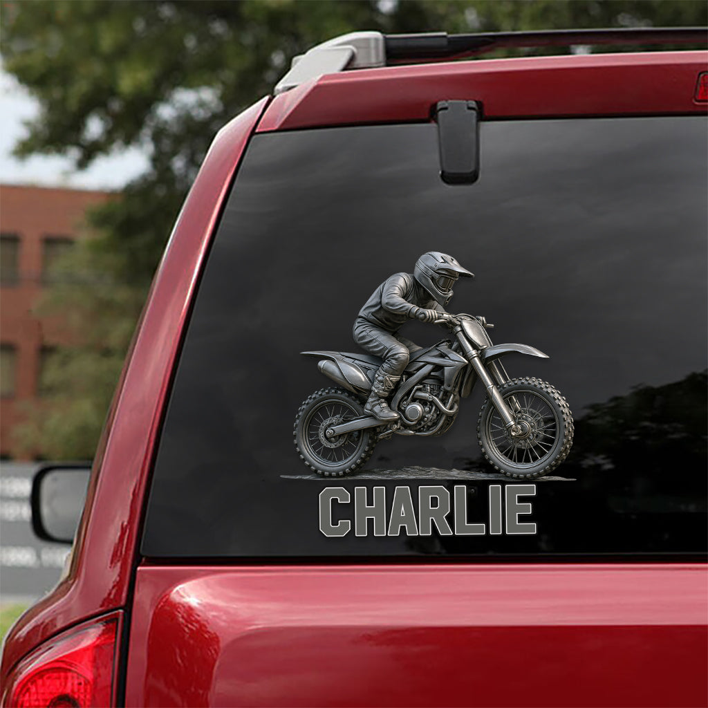 Metallic Dirt Bike Lover - Personalized Dirt Bike Decal Full