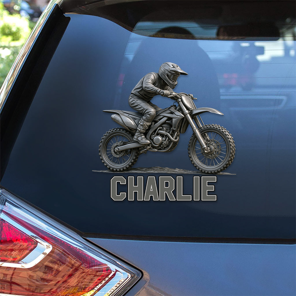 Metallic Dirt Bike Lover - Personalized Dirt Bike Decal Full
