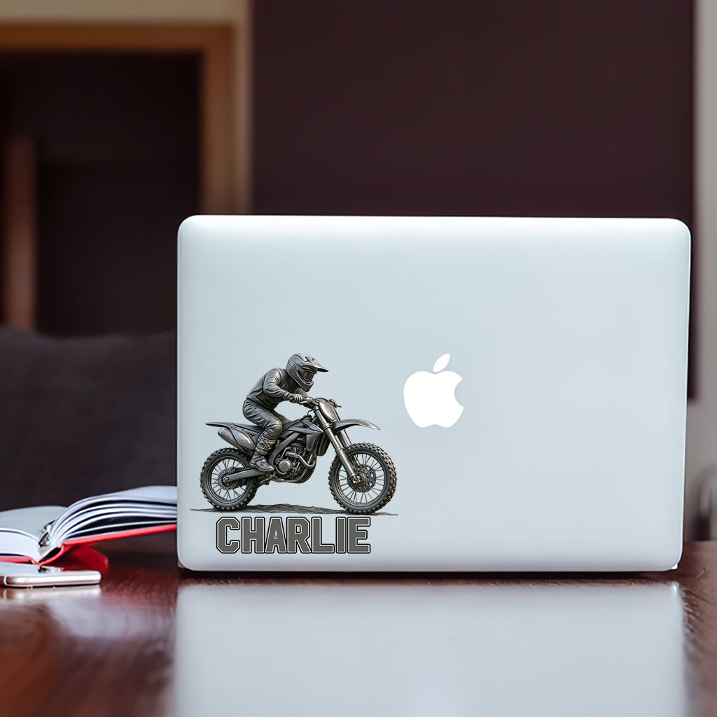 Metallic Dirt Bike Lover - Personalized Dirt Bike Decal Full