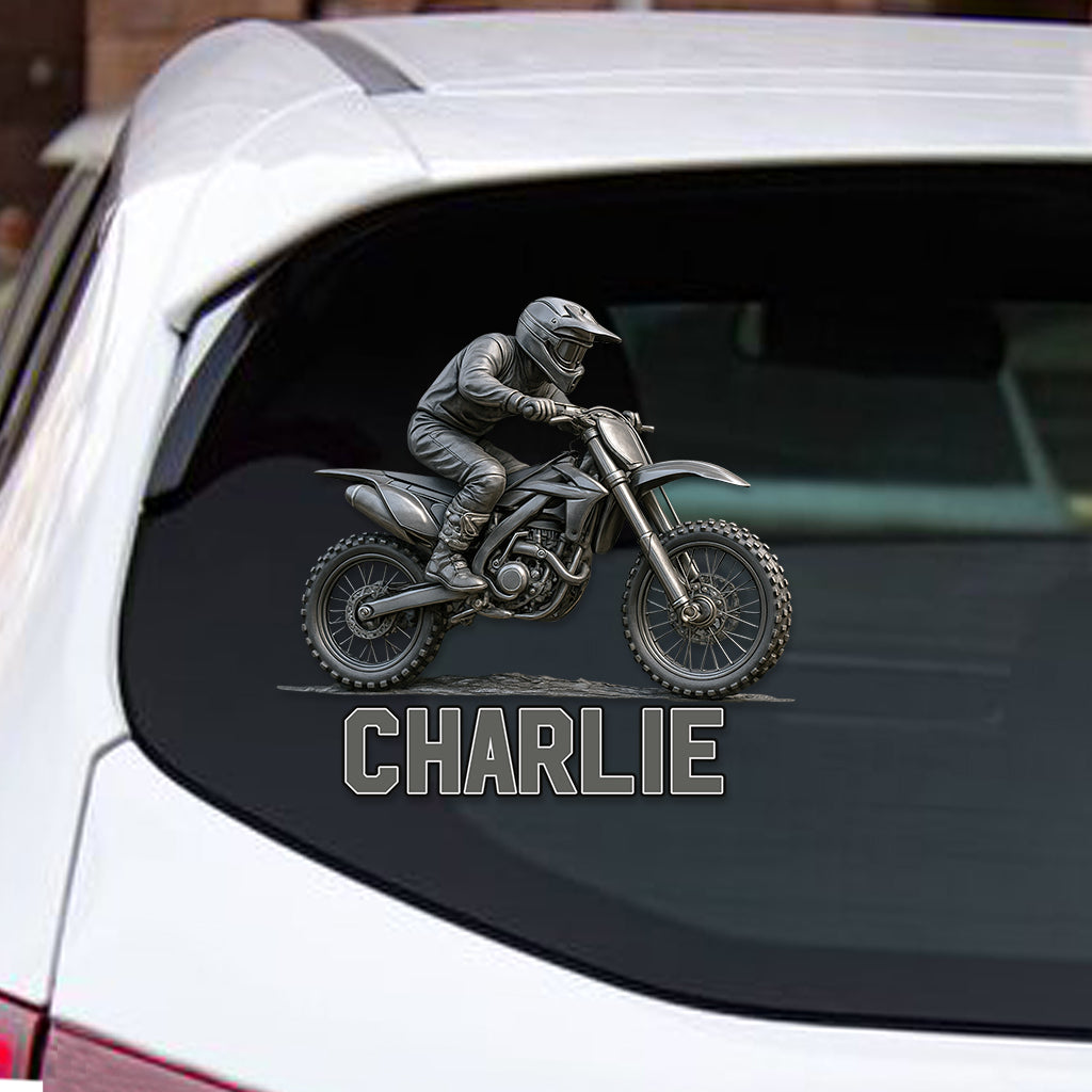 Metallic Dirt Bike Lover - Personalized Dirt Bike Decal Full