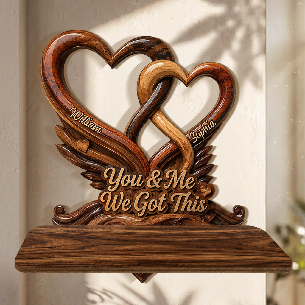We Got This - Personalized Couple Wooden Floating Shelf