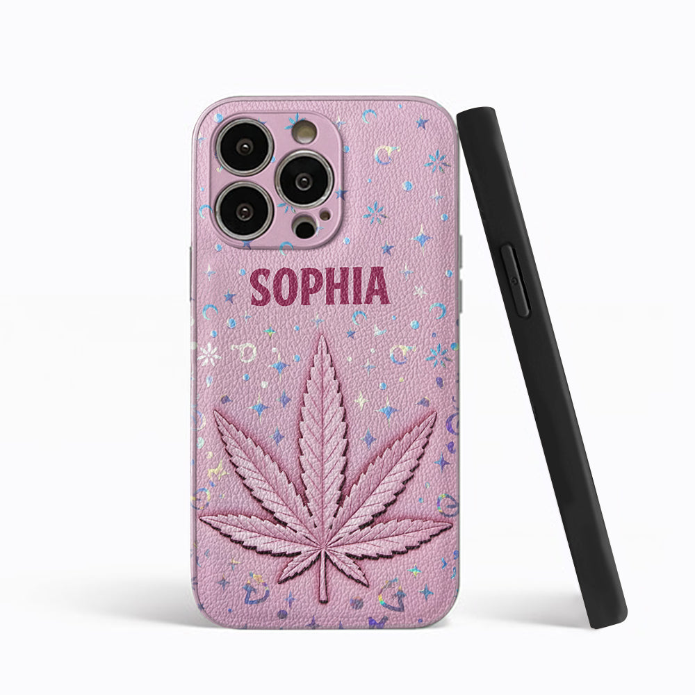 Stoner Chick - Personalized Weed Leather Phone Case