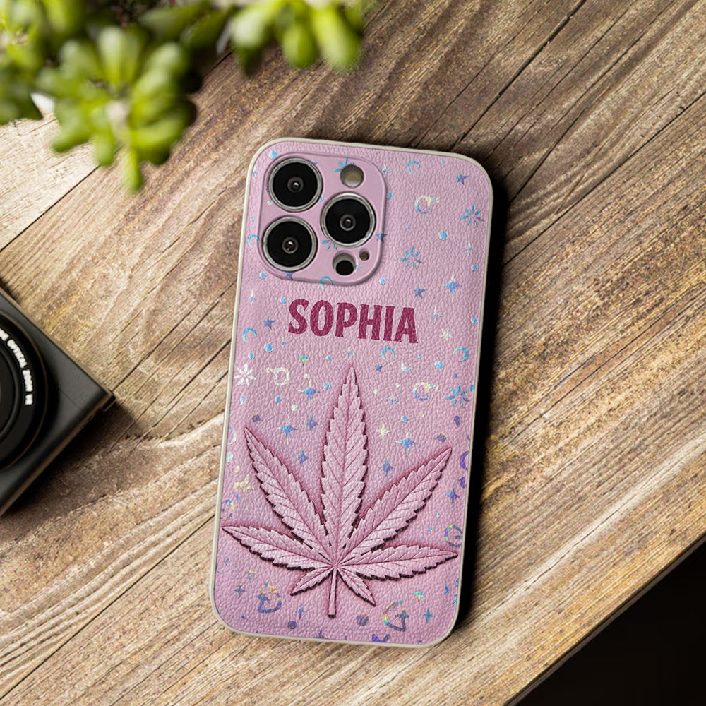 Stoner Chick - Personalized Weed Leather Phone Case