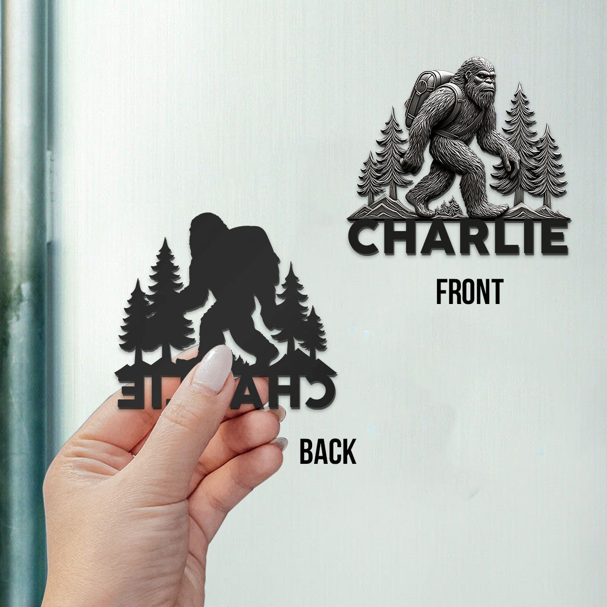Hiking Sasquatch - Personalized Hiking Magnet