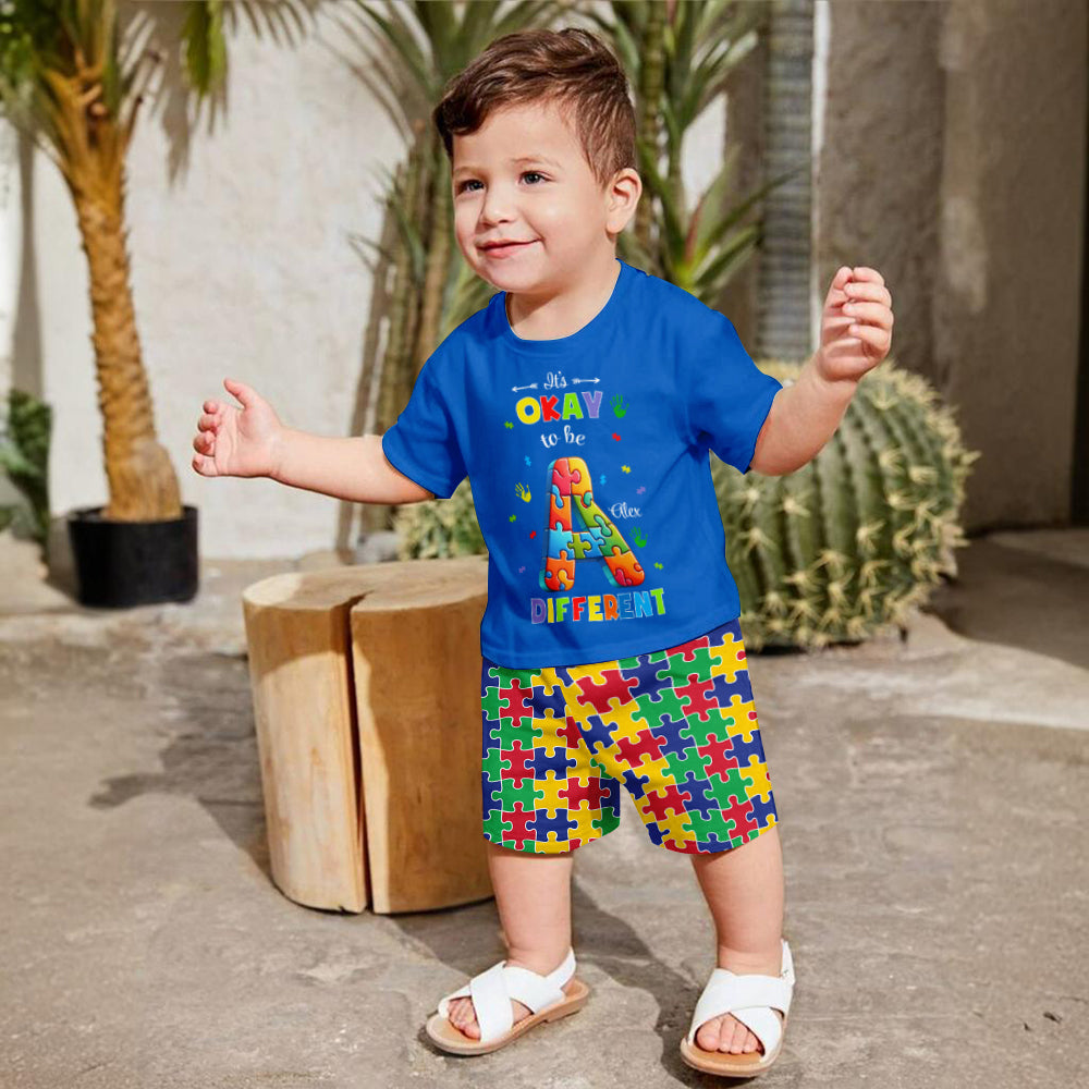 Colorful Puzzle Alphabet - Personalized Kid T-shirt & Shorts