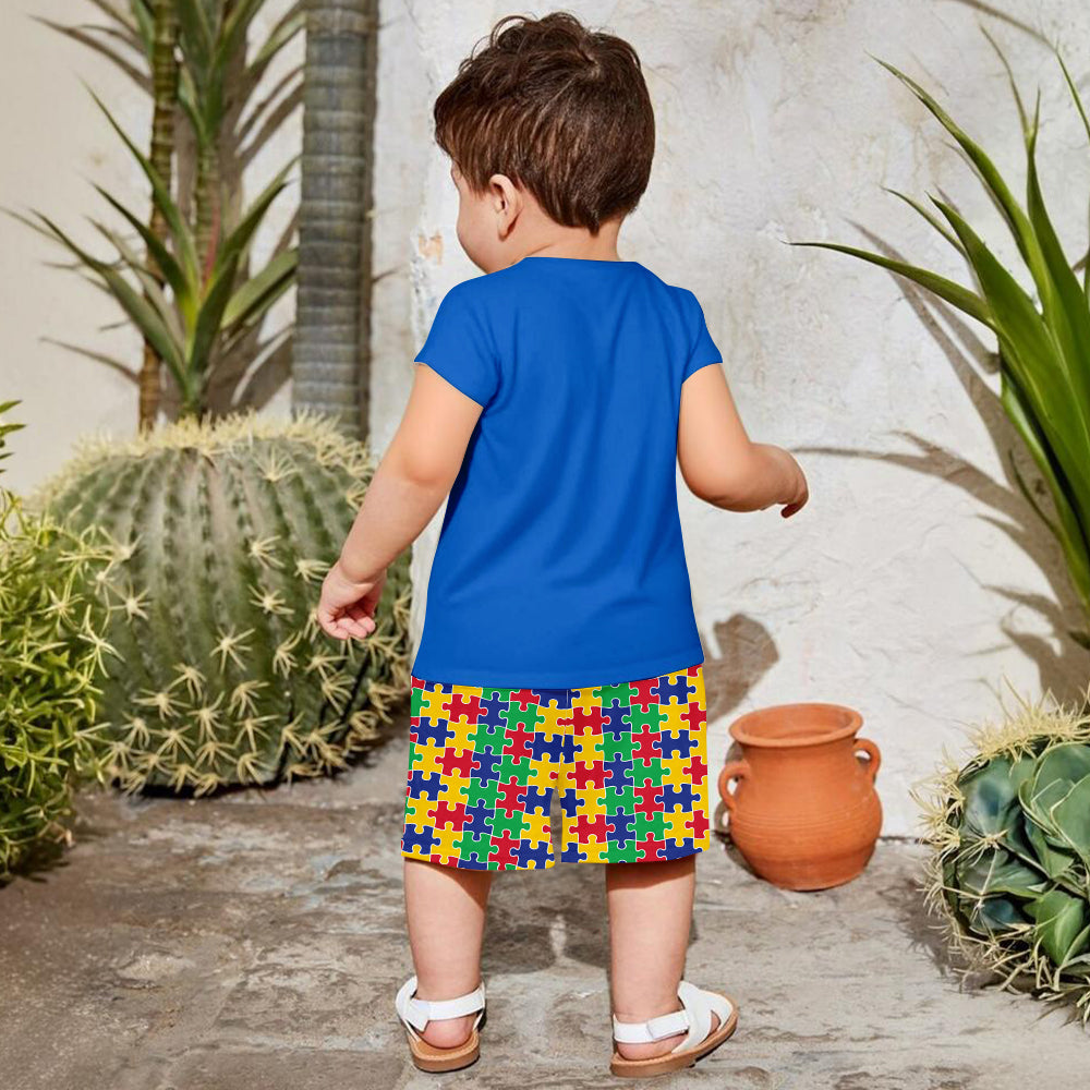 Colorful Puzzle Alphabet - Personalized Kid T-shirt & Shorts