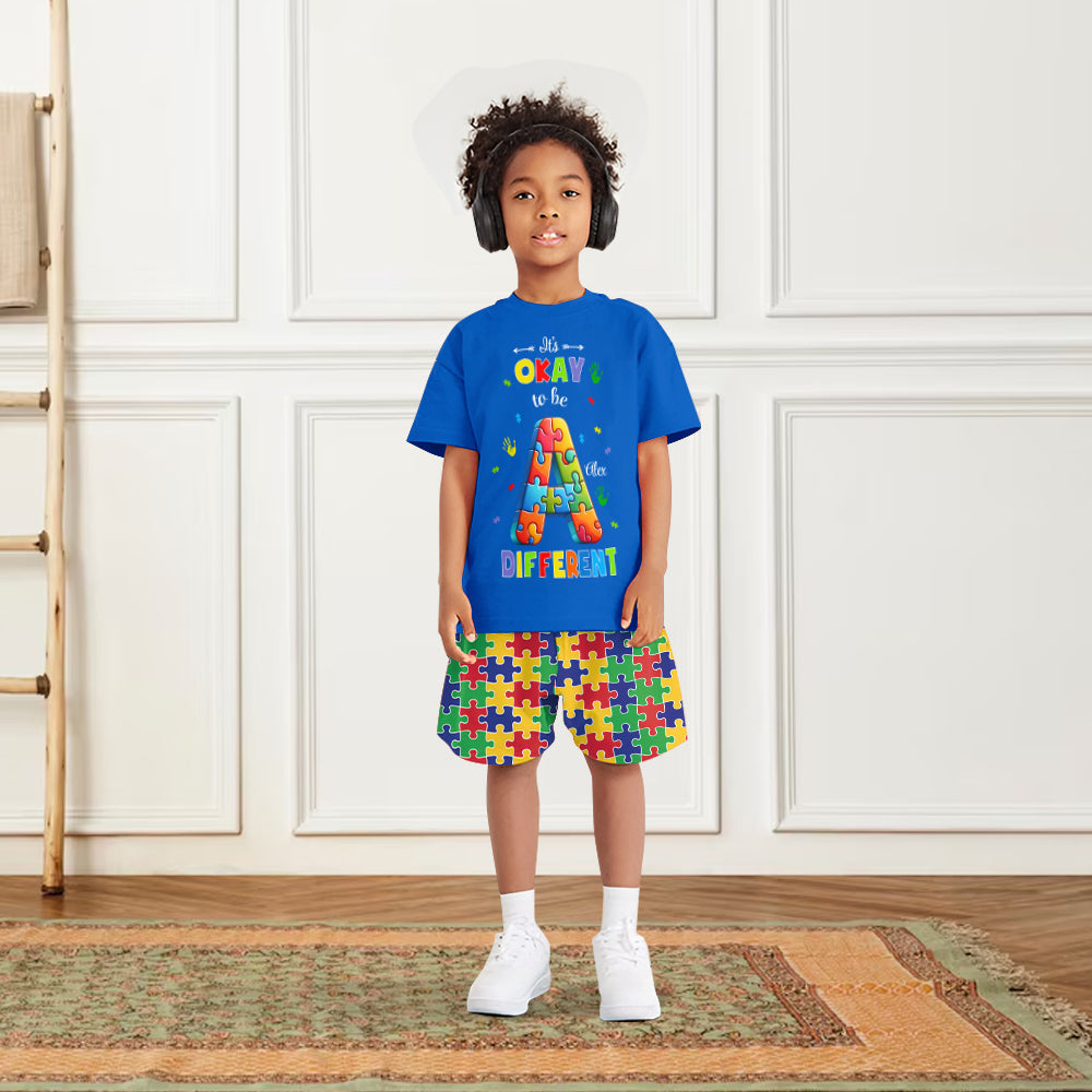 Colorful Puzzle Alphabet - Personalized Kid T-shirt & Shorts