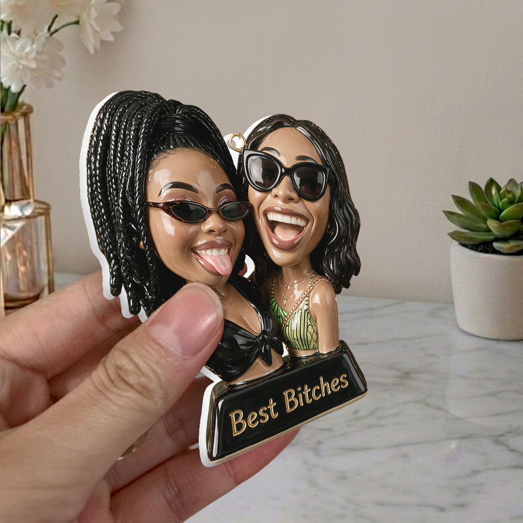 Funny Gifts For Friends - Caricature Style - Personalized Bestie Premium 3D Ornament