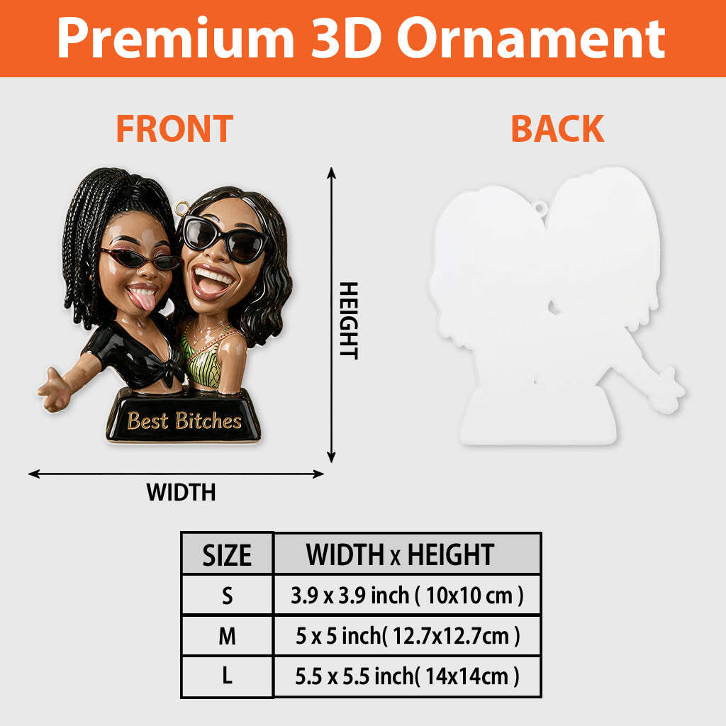 Funny Gifts For Friends - Caricature Style - Personalized Bestie Premium 3D Ornament