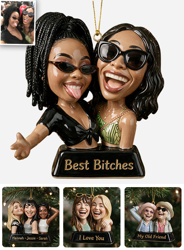 Funny Gifts For Friends - Caricature Style - Personalized Bestie Premium 3D Ornament