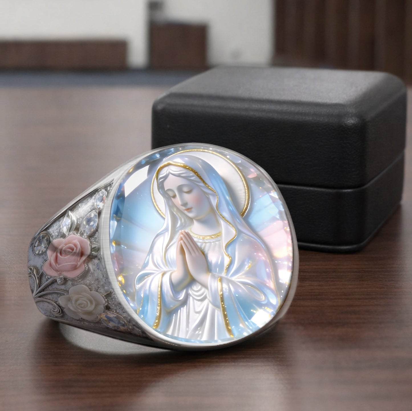 Our Lady's Eternal Glow - Personalized Christian Signet Ring