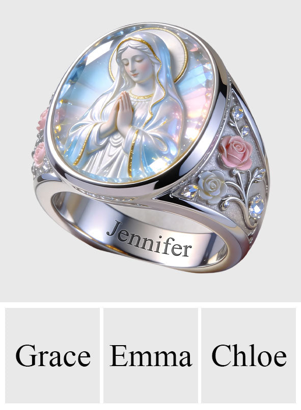 Our Lady's Eternal Glow - Personalized Christian Signet Ring