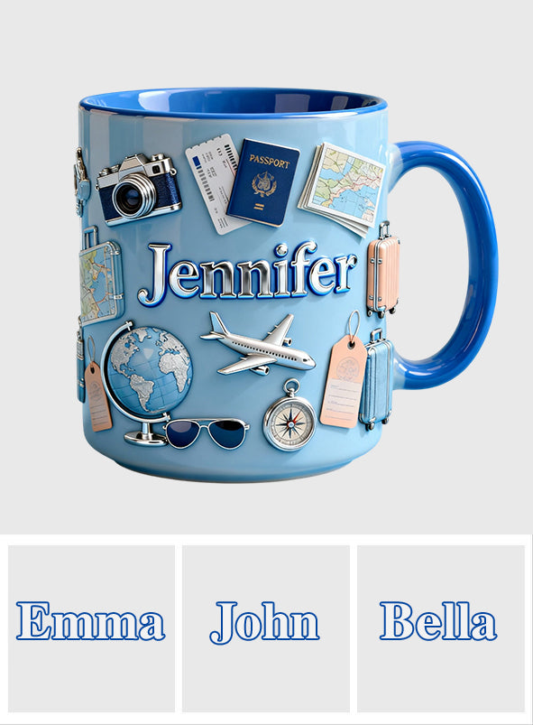 Just A Girl Who Loves Travelings - Personalized Travelling Accent Mug & Coaster