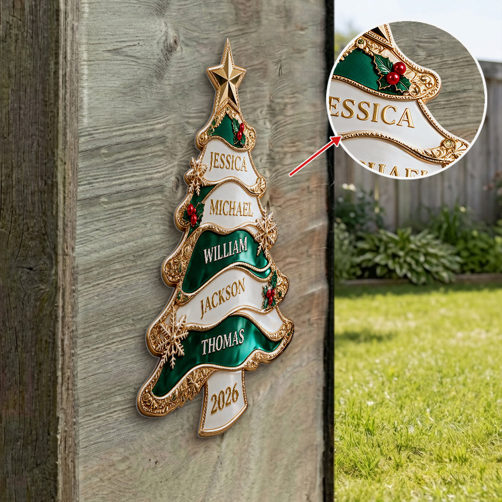 Merry Christmas - Personalized Family 3D Printed Cut Metal Sign