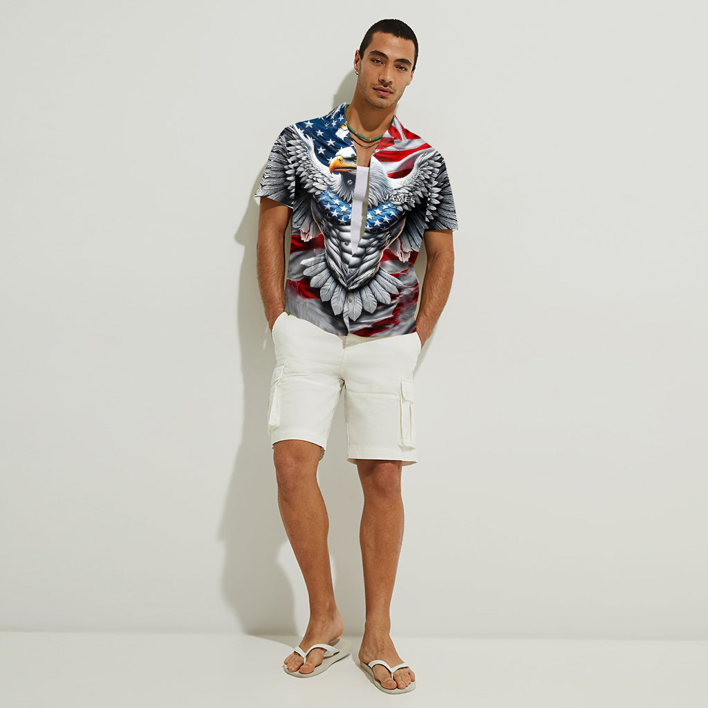 Patriotic Eagle - Personalized Bald Eagle Hawaiian Shirt