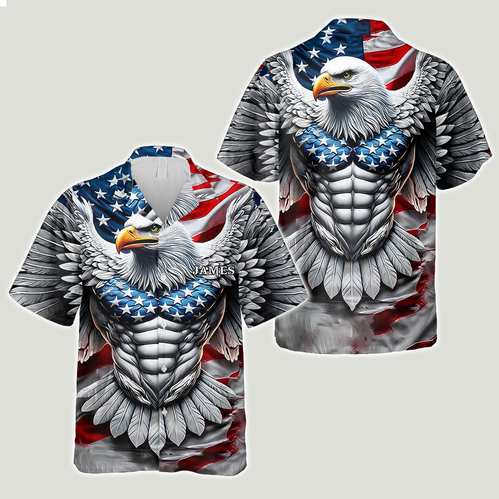 Patriotic Eagle - Personalized Bald Eagle Hawaiian Shirt