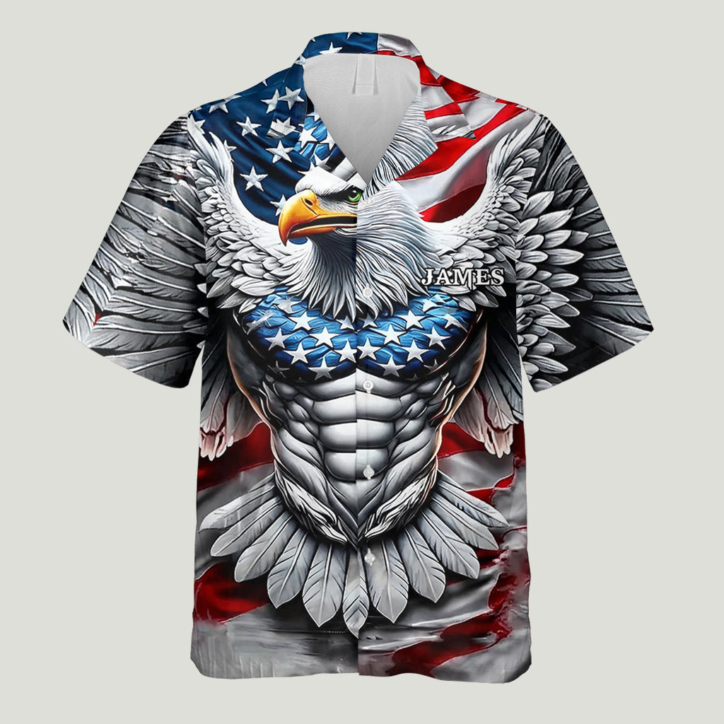 Patriotic Eagle - Personalized Bald Eagle Hawaiian Shirt