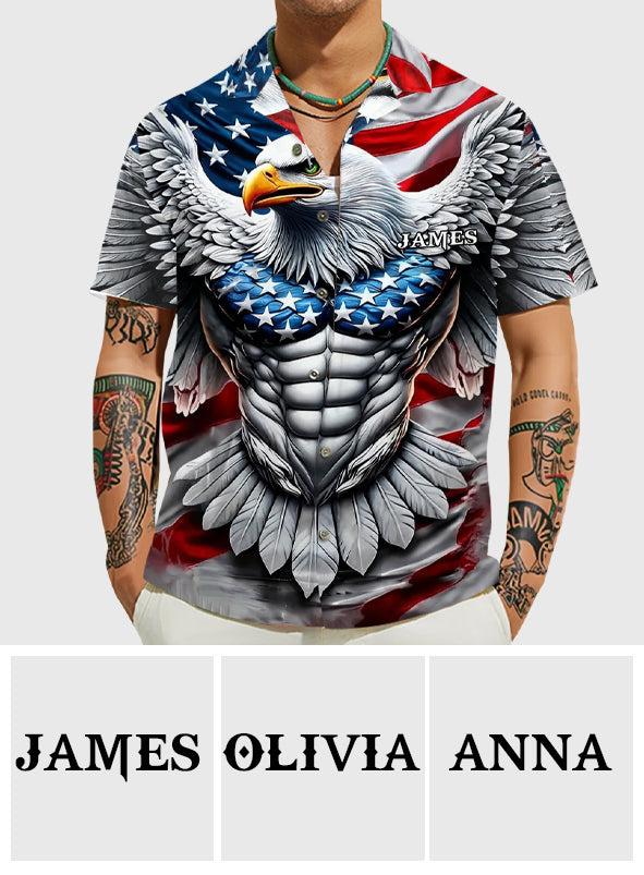 Patriotic Eagle - Personalized Bald Eagle Hawaiian Shirt
