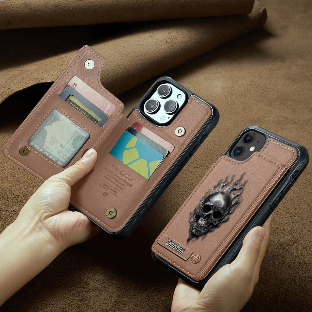 Fire Skull - Personalized Skull Wallet Phone Case