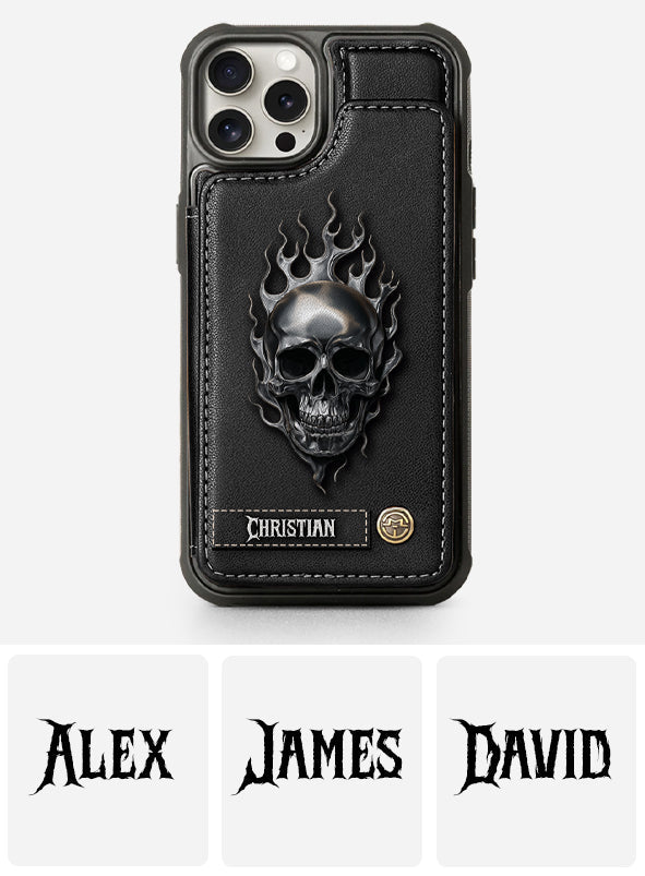 Fire Skull - Personalized Skull Wallet Phone Case