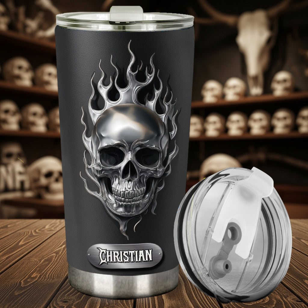 Fire Skull - Personalized Skull Tumbler