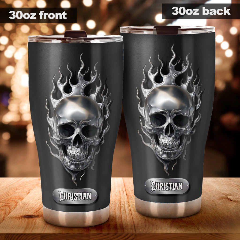 Fire Skull - Personalized Skull Tumbler