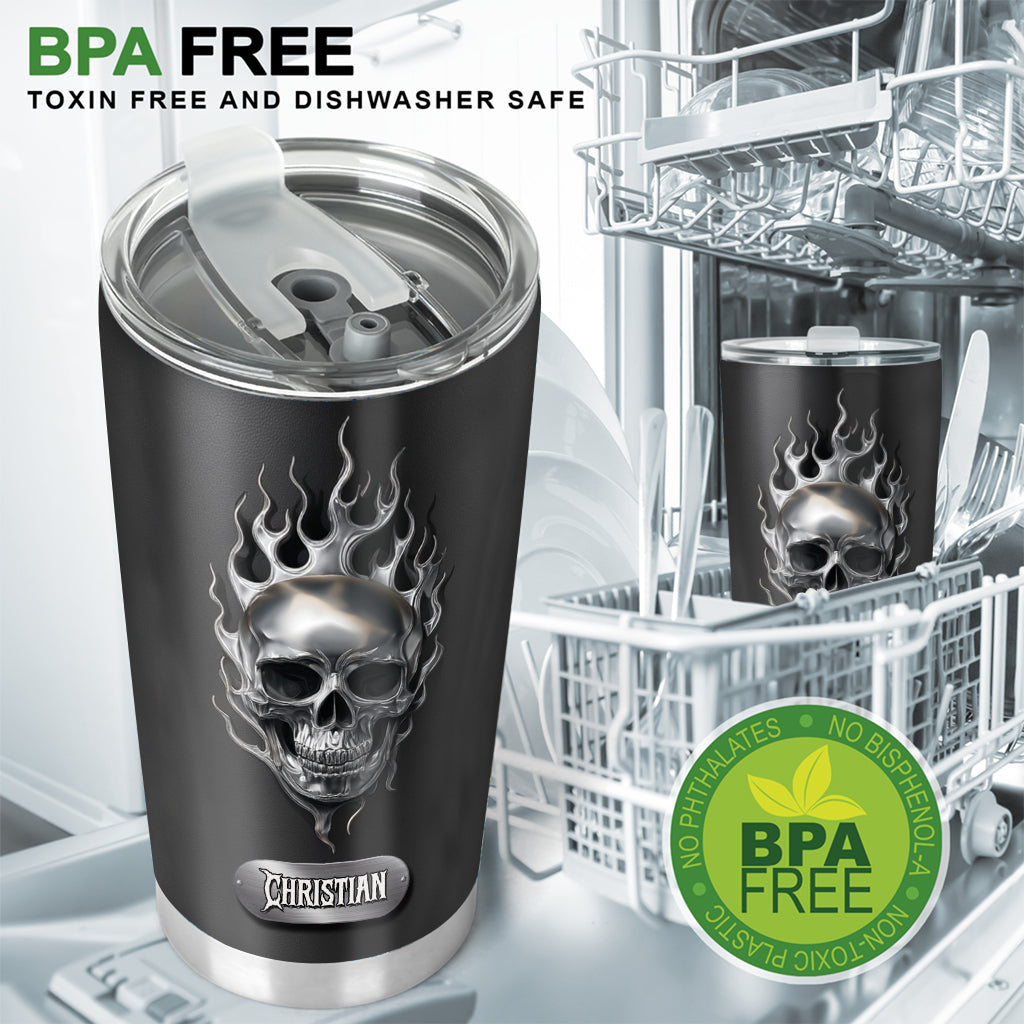 Fire Skull - Personalized Skull Tumbler