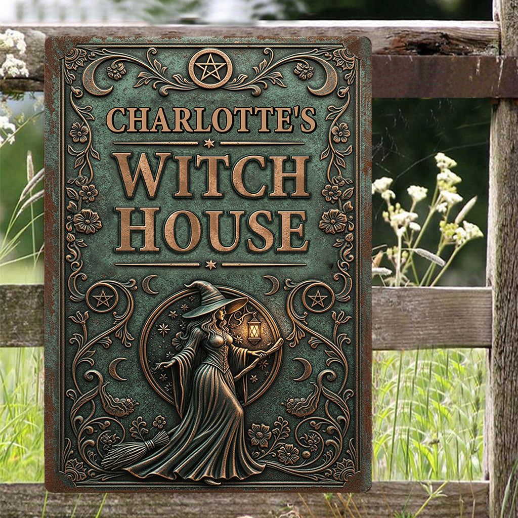Witch House - Personalized Witch Rectangle Metal Sign