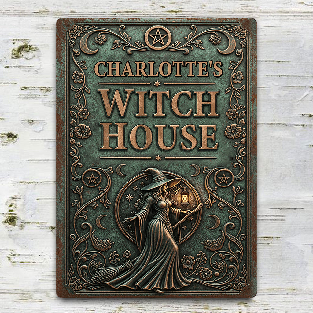 Witch House - Personalized Witch Rectangle Metal Sign