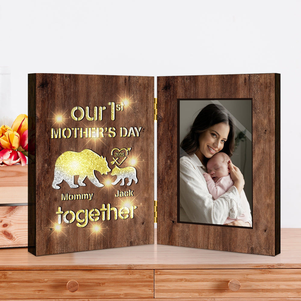 Our First Mother's Day Together - Personalized Mother Foldable Photo Frame with Light