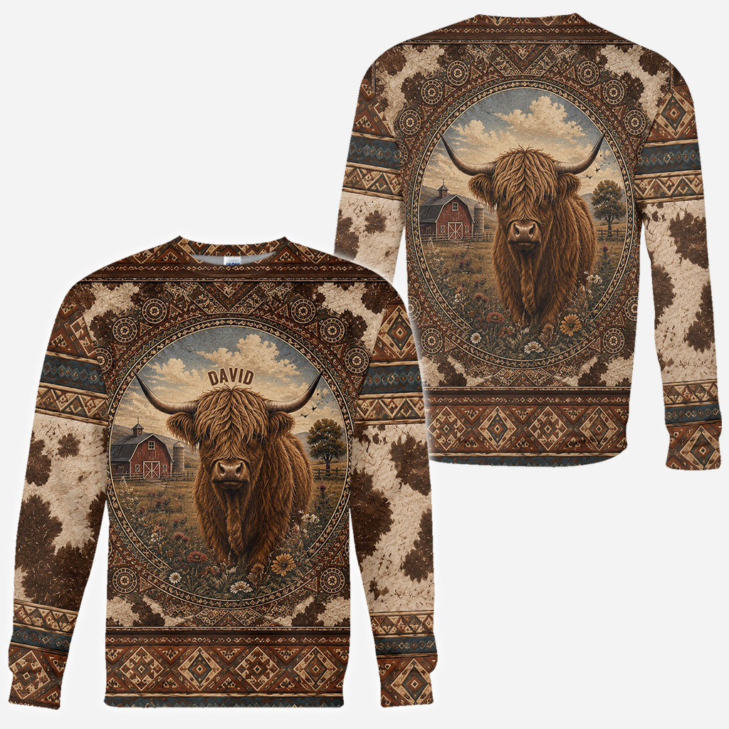 Highland Cow Farm - Personalized Highland Cow All Over Shirt