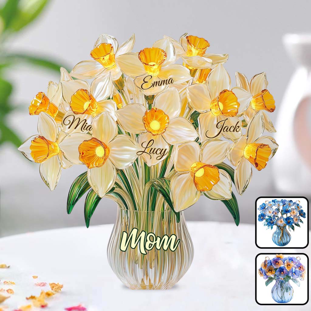 Mom’s Blossom - Personalized Mother Custom Shaped Acrylic Plaque