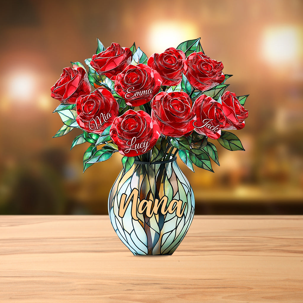 Mom’s Blossom - Personalized Mother Custom Shaped Acrylic Plaque