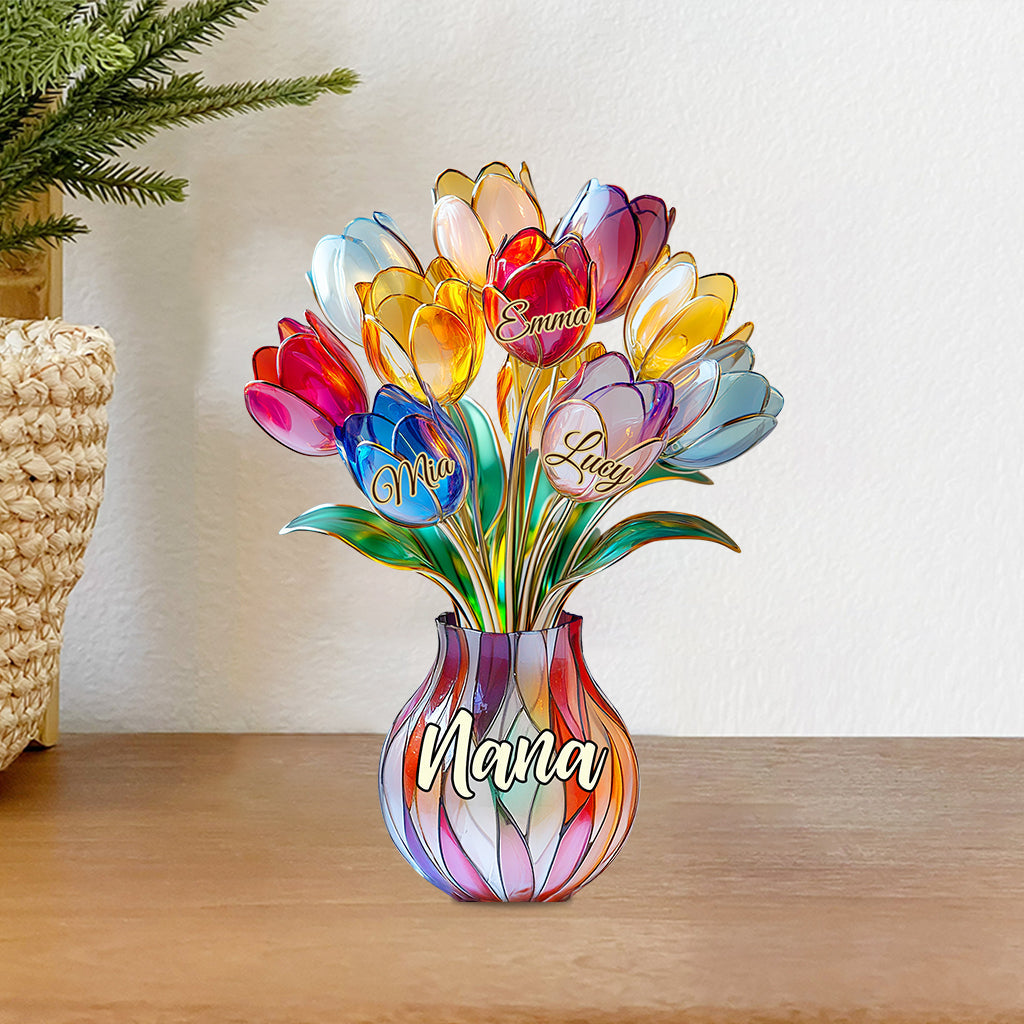 Mom’s Blossom - Personalized Mother Custom Shaped Acrylic Plaque