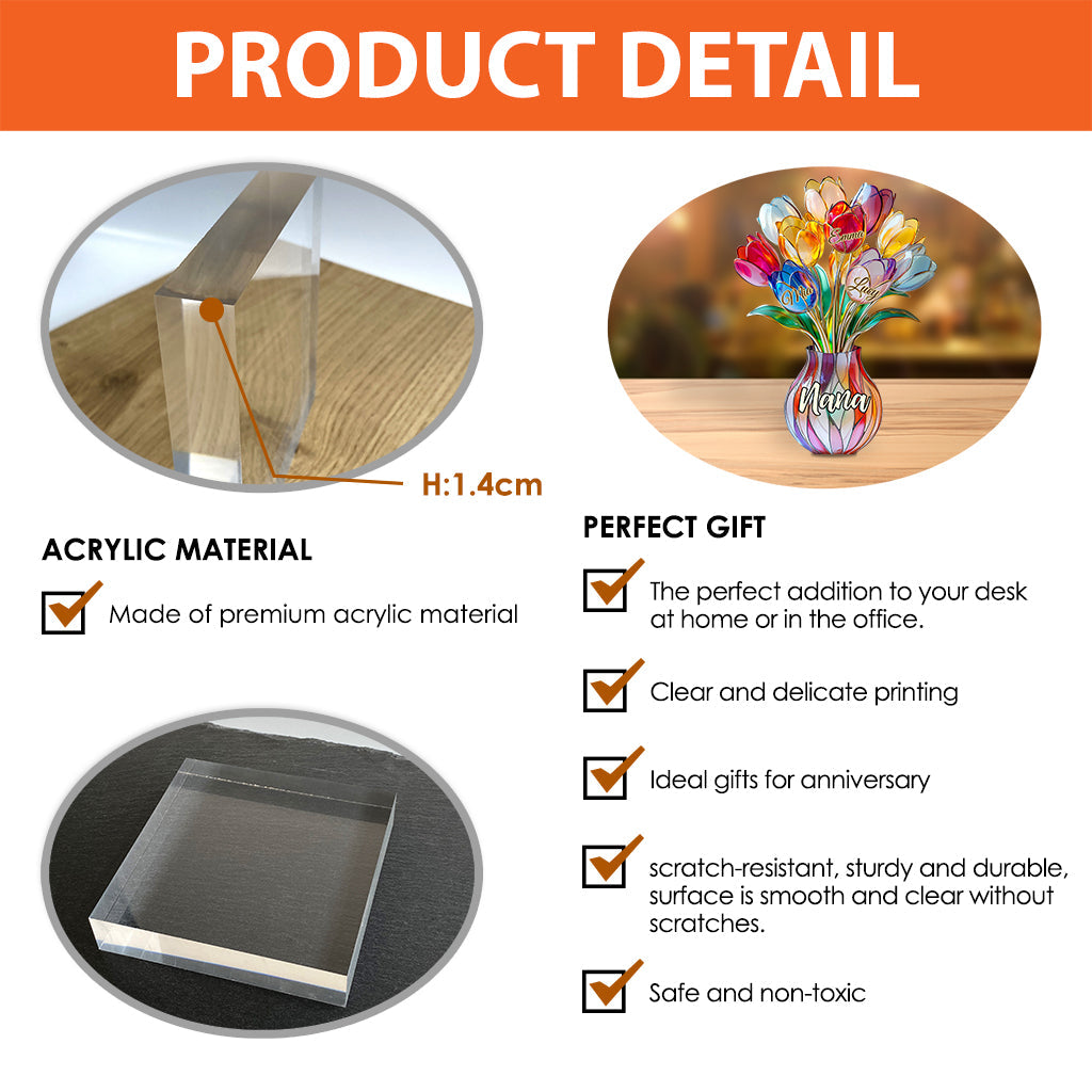 Mom’s Blossom - Personalized Mother Custom Shaped Acrylic Plaque