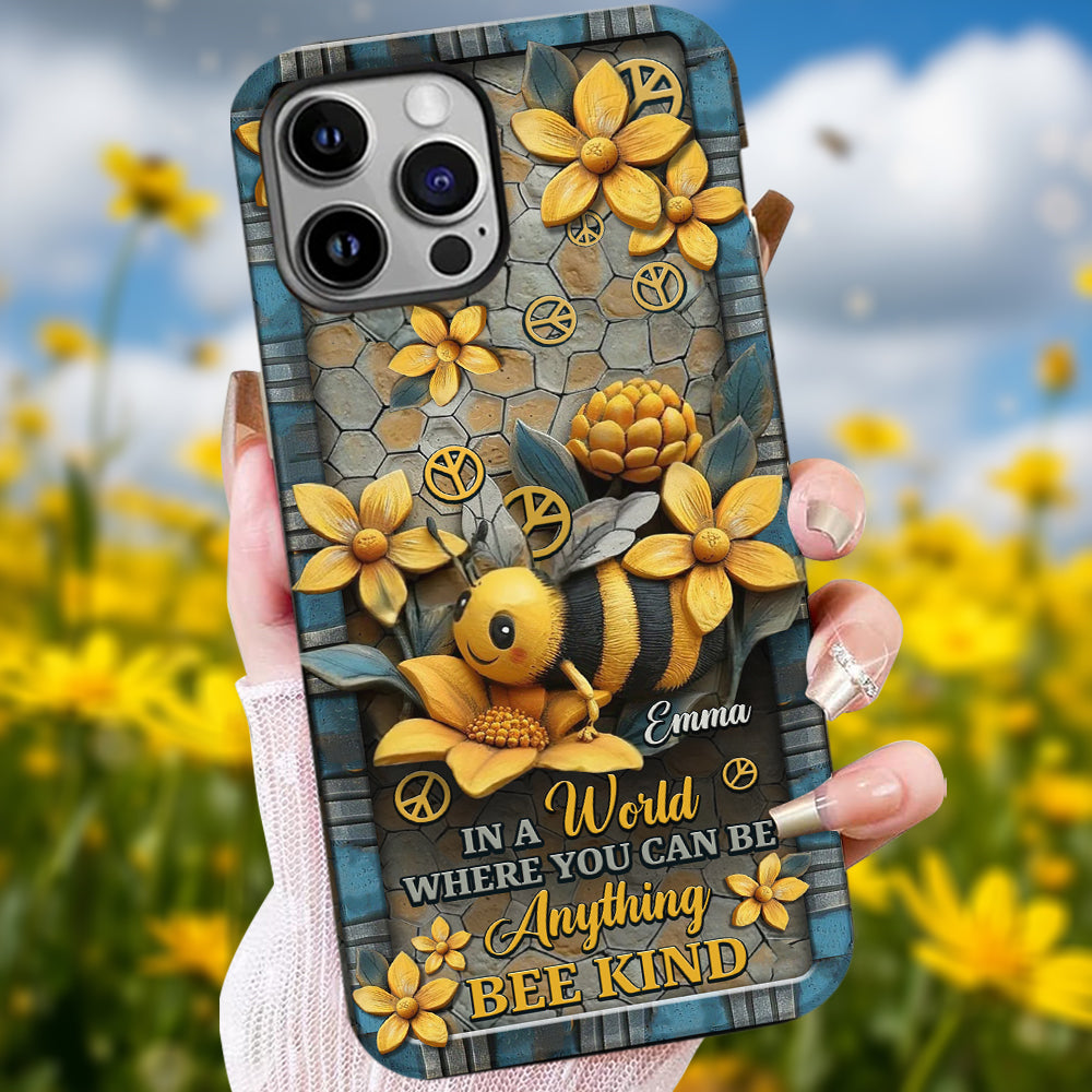 In A World Where You Can Be Anything Be Kind - Personalized Hippie Full Print Phone Case