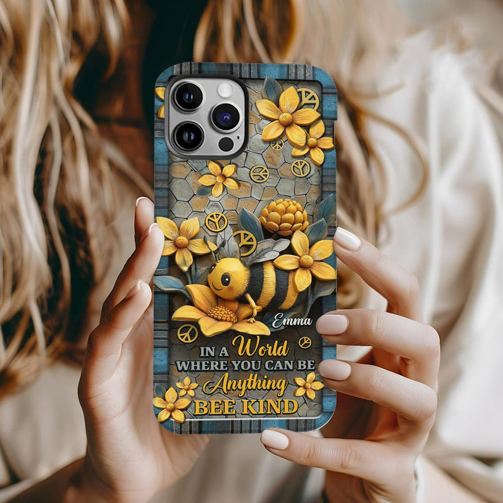 In A World Where You Can Be Anything Be Kind - Personalized Hippie Full Print Phone Case